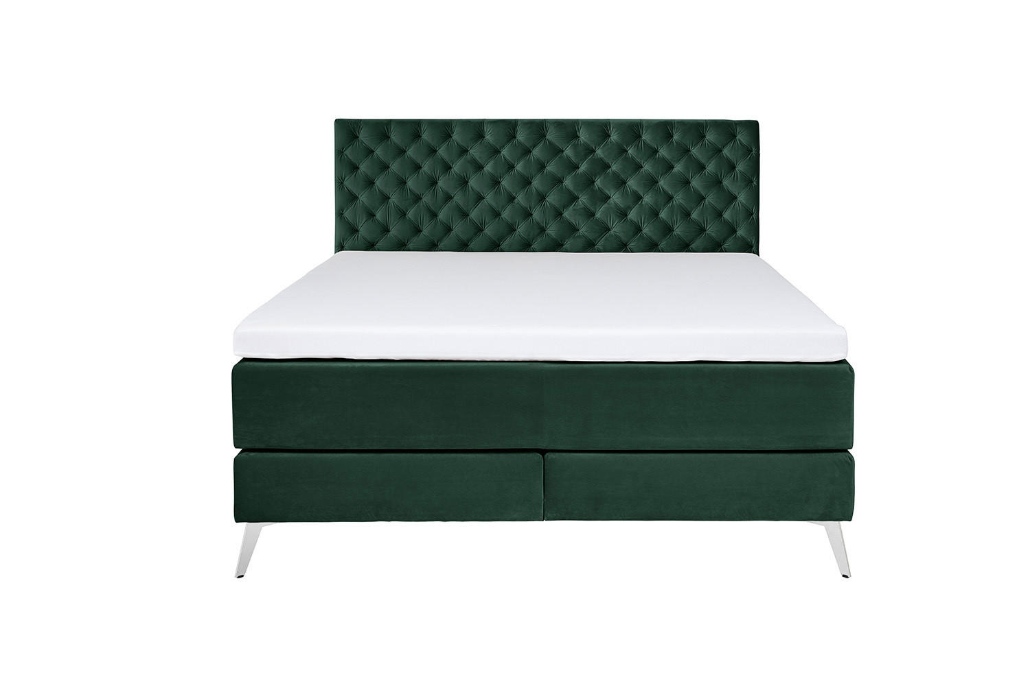 BOXSPRINGBETT SINDAR Dunkelgrün Webstoff - Dunkelgrün/Silberfarben, Textil (200/200cm) - KAWOLA