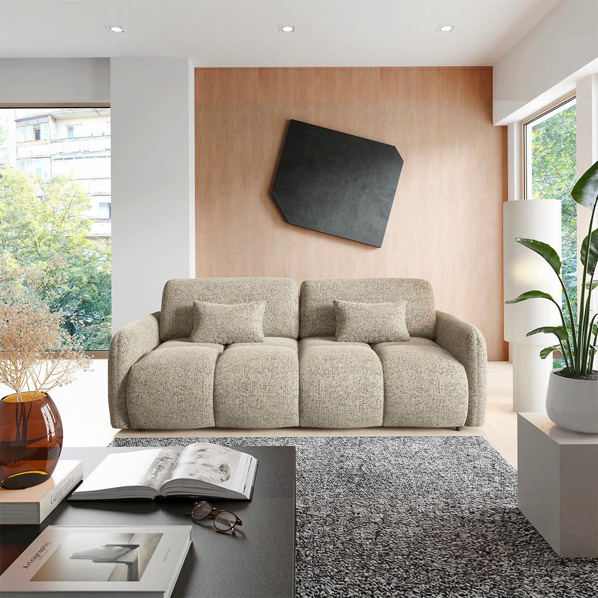 SOFA Vittoria 3 Sitzplätze Beige meliert - Beige, Holz (236/95/121cm) - Petits-meubles