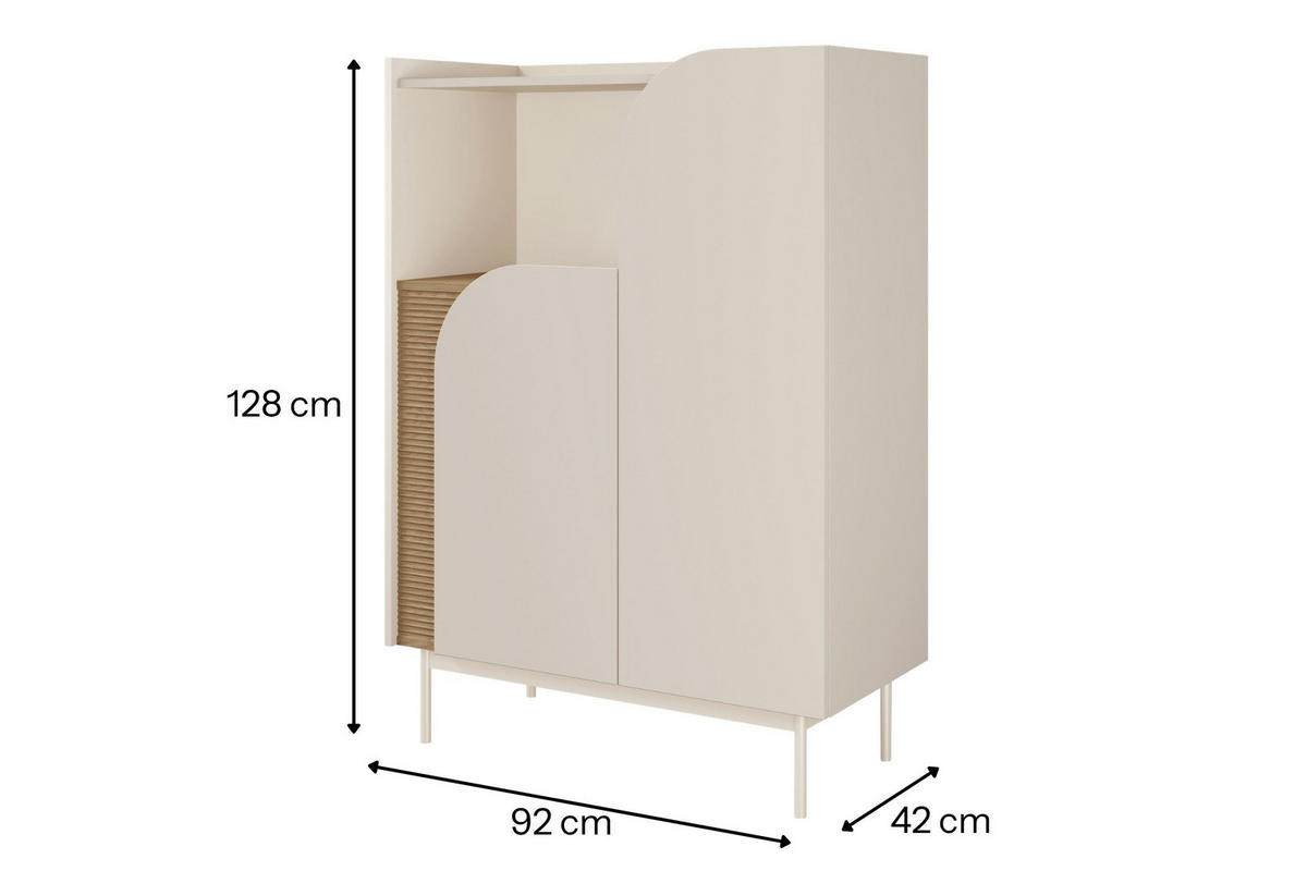 HOCHKOMMODE CARLO 05 92/128/42 cm in Macadamia / Frühlingseiche - Kaschmir, Holzwerkstoff (92/128/42cm) - Deine Möbel 24