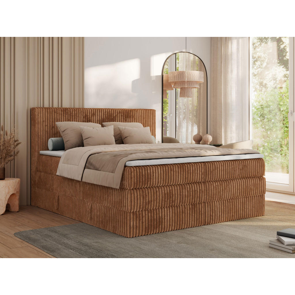 Thumbnail - MKS Boxspringbett, Orange, Textil, H4, 7-Zonen, Rechteckig, 140x200 cm, Oeko-Tex®, Schlafzimmer, Betten, Boxspringbetten