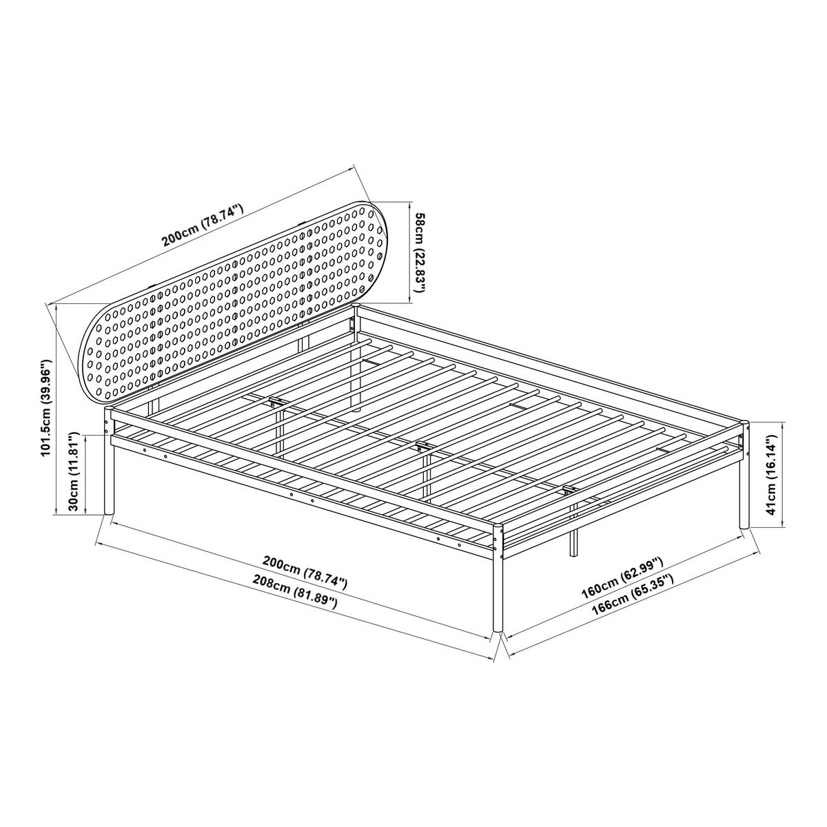 KOVOVÁ POSTEL Linköping - černá/béžová, kov (160/200cm) - [en.casa]