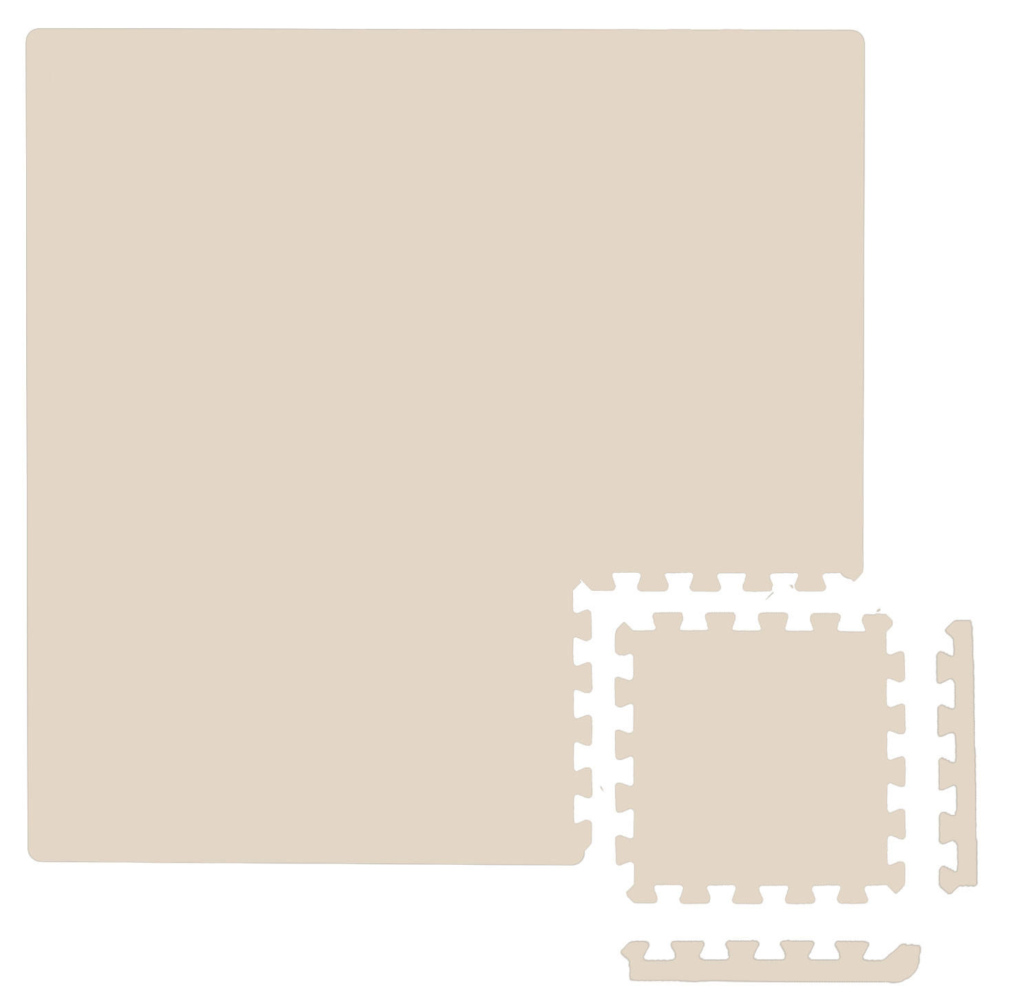 SPIELMATTE ab Null - 90/90/1 cm Puzzlematte mit Rand Beige - Beige, Kunststoff (30/30cm) - Littletom