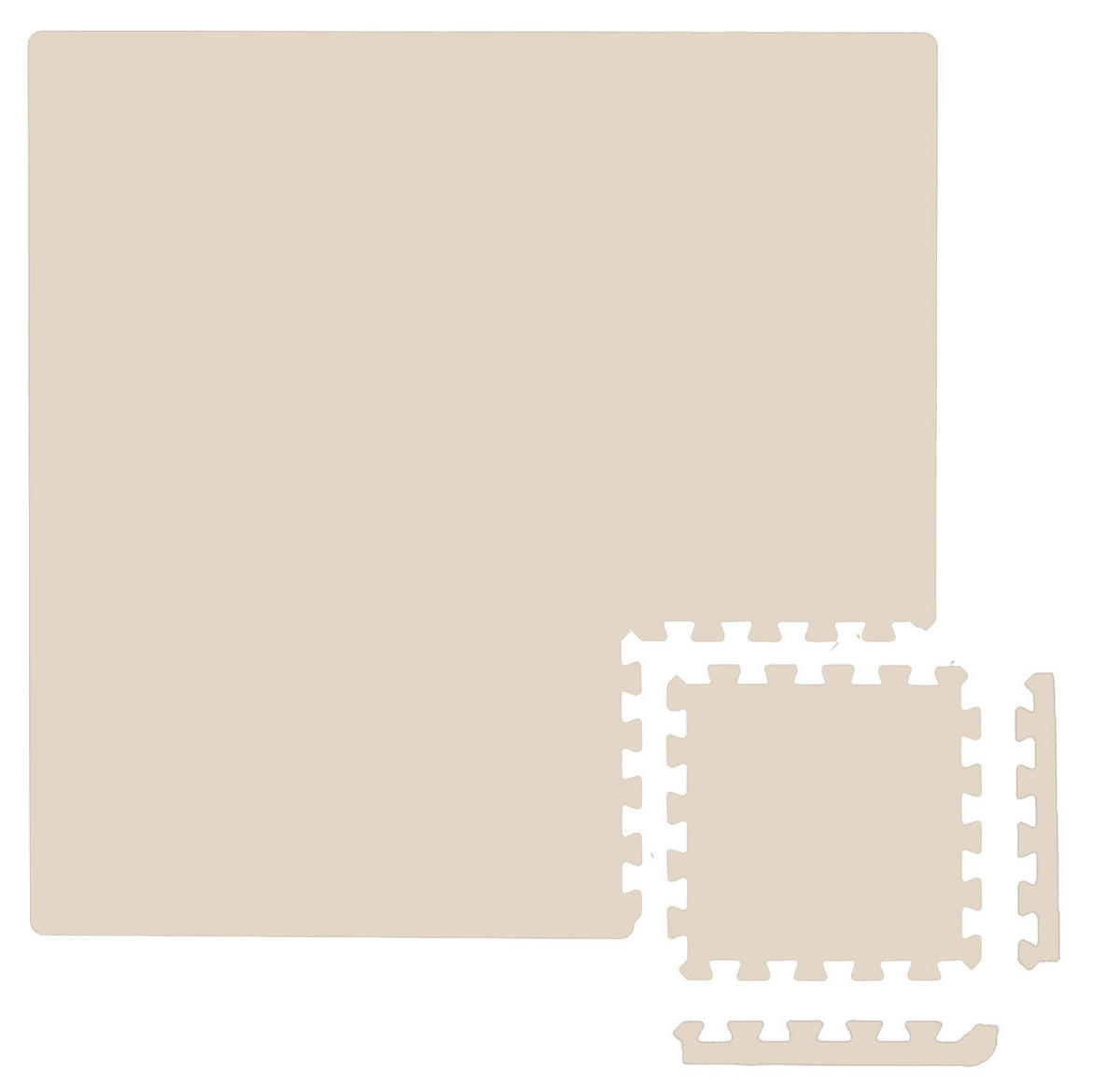 SPIELMATTE ab Null - 90/90/1 cm Puzzlematte mit Rand Beige - Beige, Kunststoff (30/30cm) - Littletom