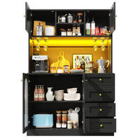 BUFFETSCHRANK 120/40/188 cm schwarz aus MDF mit LED-Lichtleiste - Schwarz, Holzwerkstoff (120/188/40cm) - OKWISH