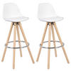 BARHOCKER 2er Set Kunstleder, Holzgestell, Weiß - Eichefarben/Weiß, Holz/Kunststoff (38.5/96.5/38.5cm) - Woltu