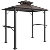GRILLPAVILLON Aluminium Polycarbonat Braun - Schwarz/Braun, Metall (145/255/256cm) - Outsunny