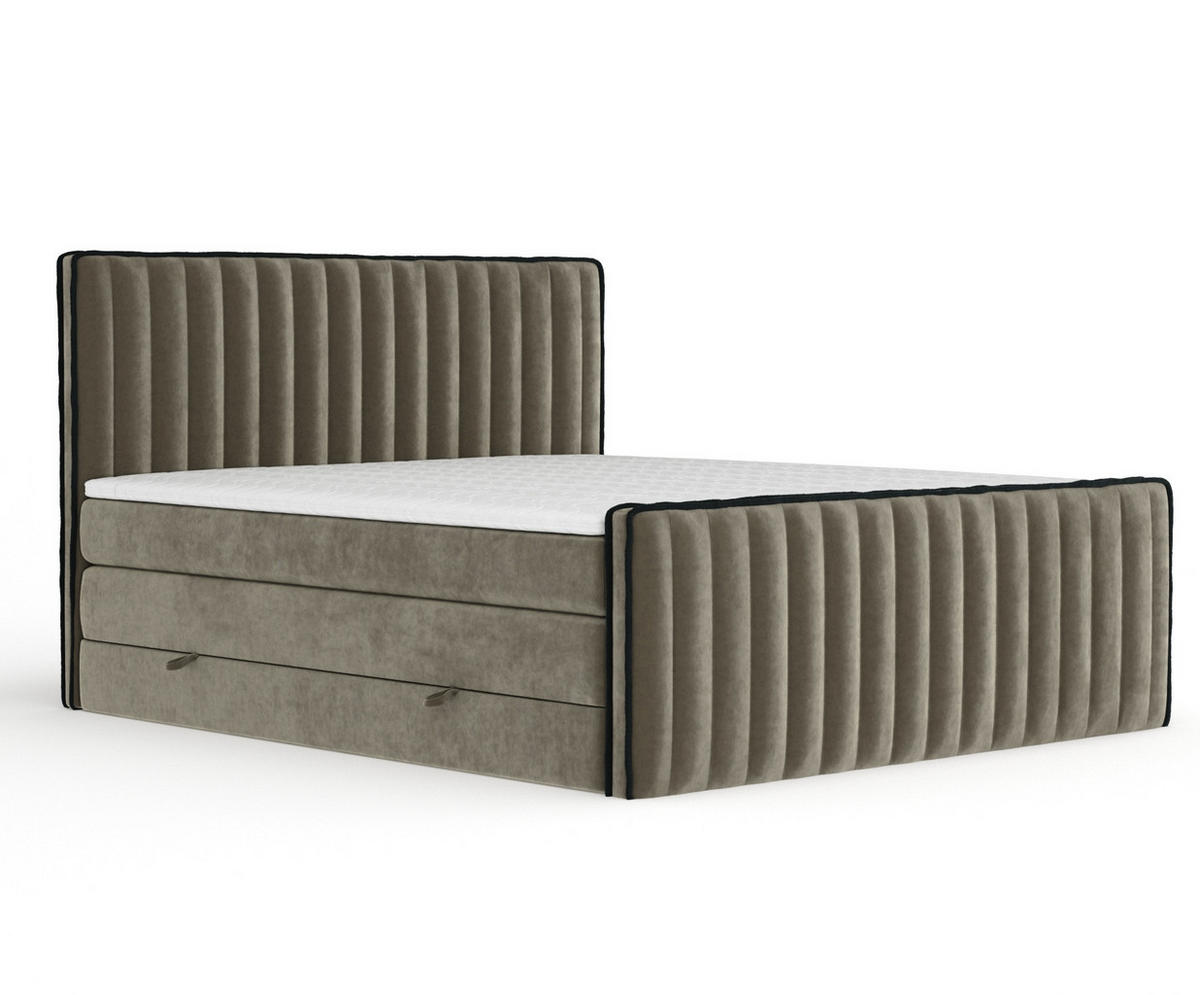 BOXSPRINGBETT Nocturne Taupe 180/200 cm - Taupe/Schwarz, Holz/Holzwerkstoff (180/200cm) - Maison de Reve