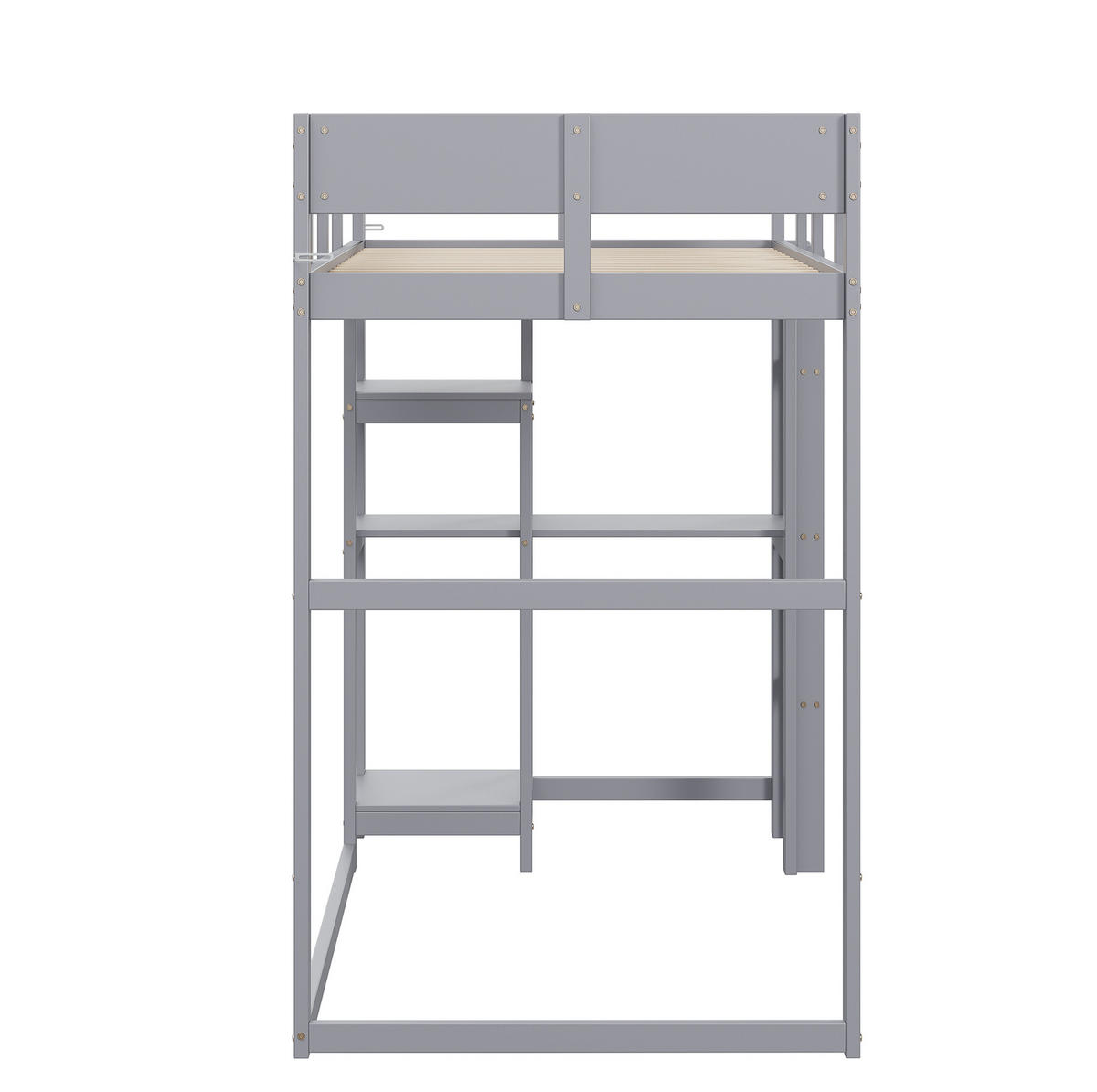 HOCHBETT 90/200 cm aus Kiefernholz mit Ablageregal Grau - Grau, Holz (90/200cm) - Modenvie