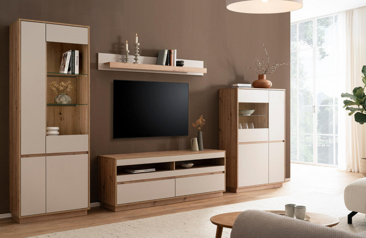 WANDBOARD Kaschmir, Artian Eiche, Wandregal 159 cm - Kaschmir/Eiche Artisan, Holzwerkstoff/Metall (159/20/18cm) - Furn.Design