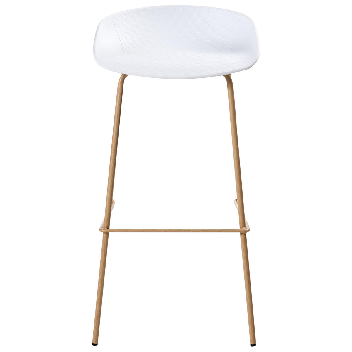BARHOCKER 4er-Set Hellbraun Venlo - Hellbraun/Weiß, Kunststoff (43/84/44cm) - Beliani