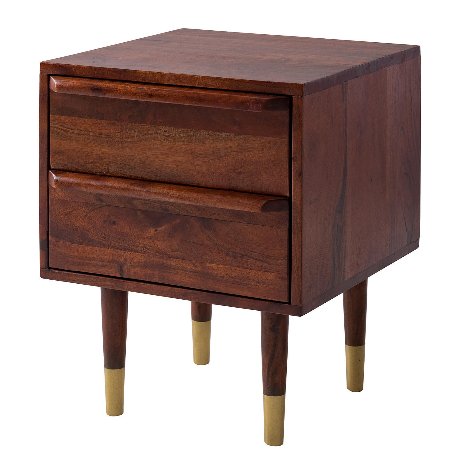 NACHTKOMMODE - Akazie massiv / Metall - Akaziefarben, Holz (40/50/40cm) - home24