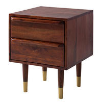 NACHTKOMMODE - Akazie massiv / Metall - Akaziefarben, Holz (40/50/40cm) - home24