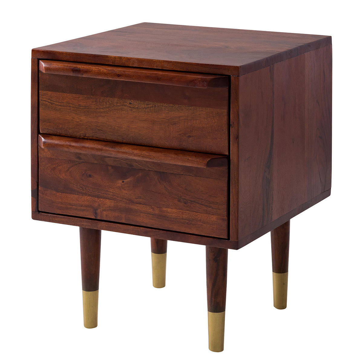 NACHTKOMMODE - Akazie massiv / Metall - Akaziefarben, Holz (40/50/40cm) - home24