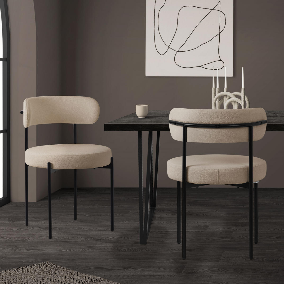 ESSZIMMERSTUHL 2er Set Teddystoff braun - Braun, Metall (53/78/50cm) - ML-DESIGN