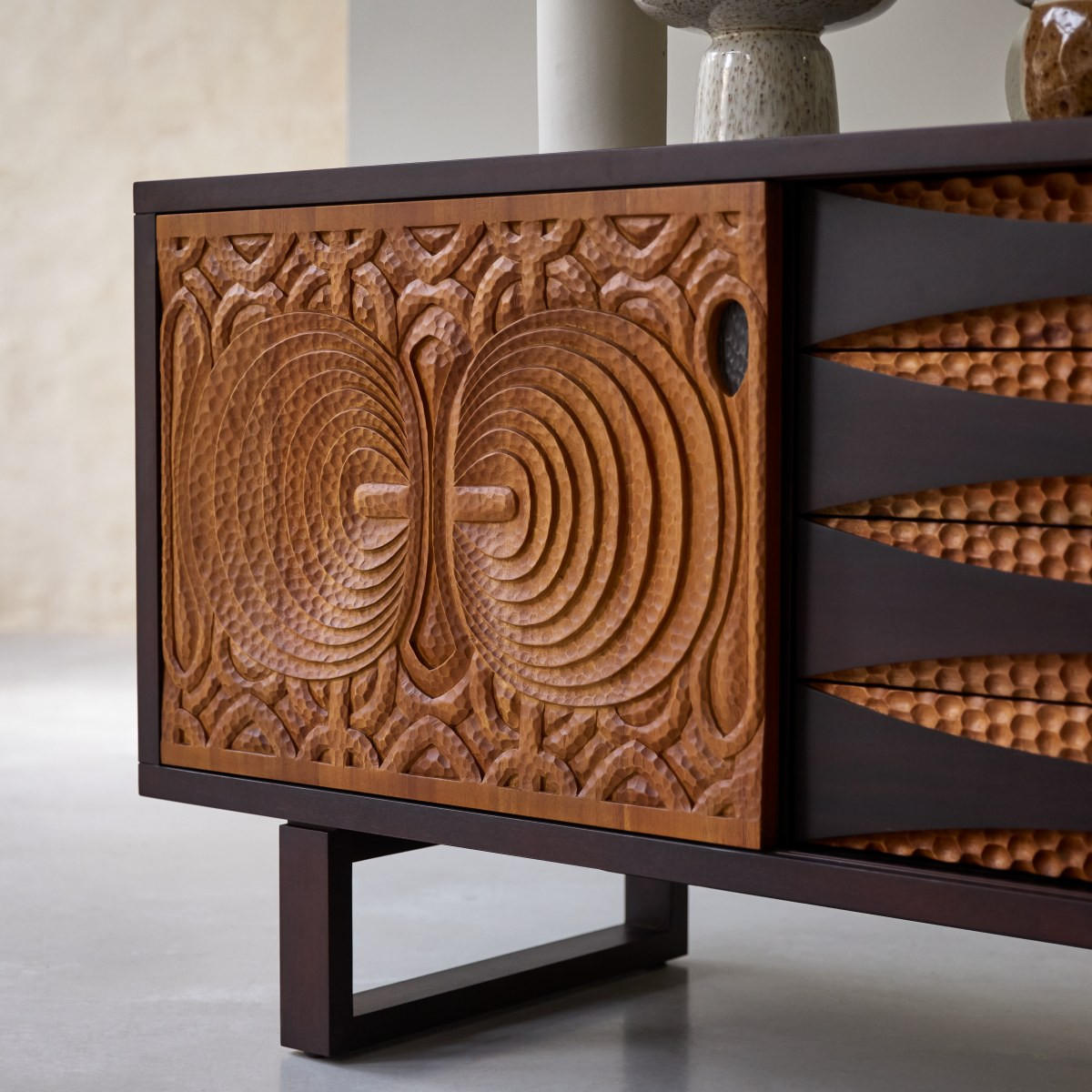 SIDEBOARD Frida Braun aus Mahagoni - Braun, Holz (205/76/52cm) - Tikamoon