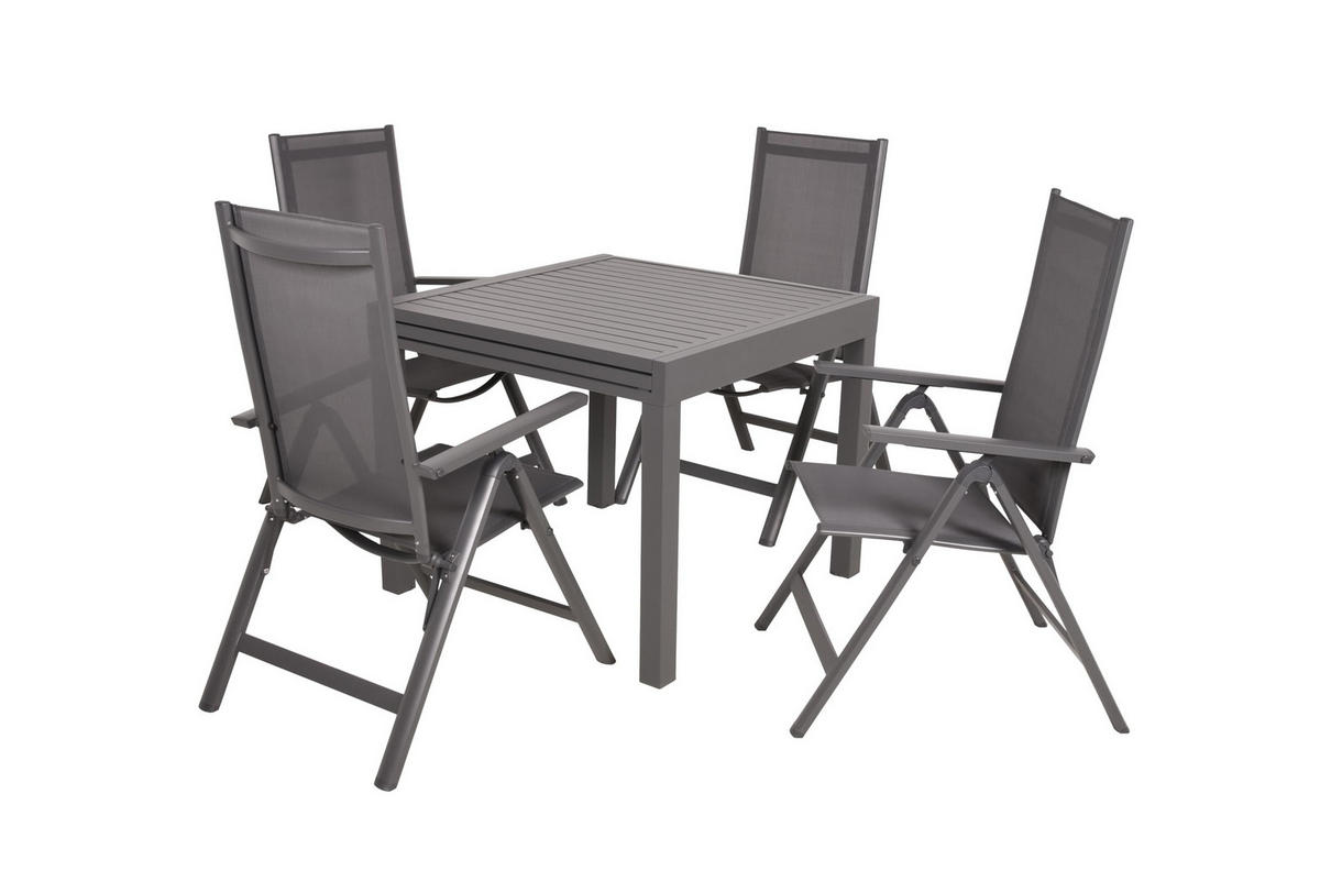 GARTEN-SITZGRUPPE Tessa 5-teilig Gartenmöbel-Set - Anthrazit, Kunststoff - DELUKE