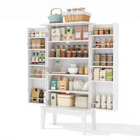BUFFET aus MDF 120x59x30 cm Weiß mit 2 Türen, 5 Fächern und Türablagen im Vintage-Stil - Weiß, Holzwerkstoff (59/120/30cm) - Modfu