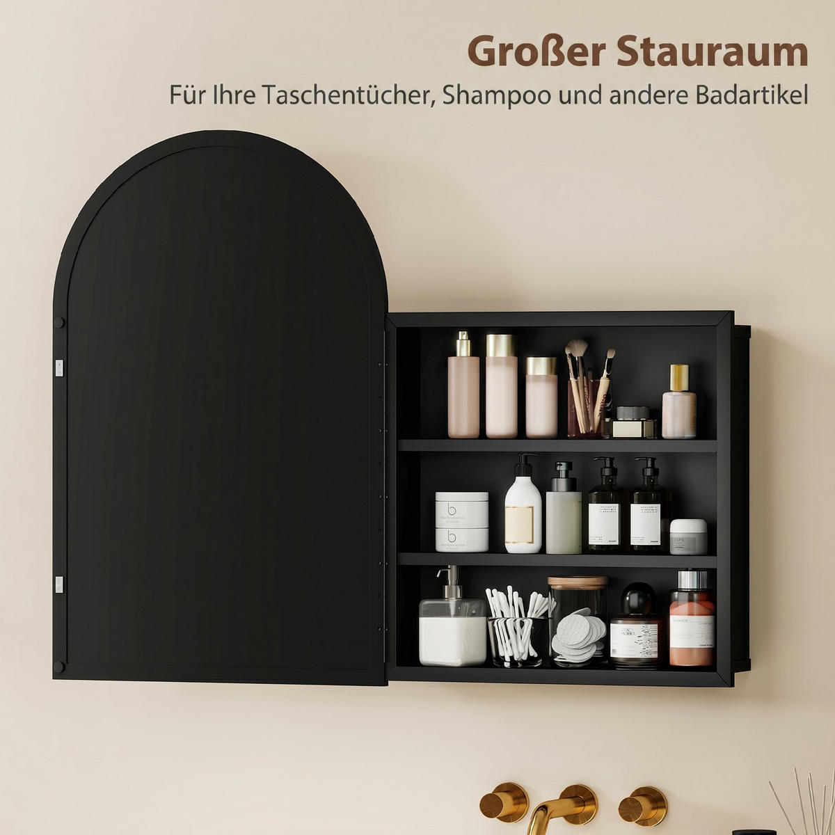 SPIEGELSCHRANK Gehärteter Aluminiumspiegel Metall Schwarz - Schwarz, Metall (12/76/50cm) - HOMCOM