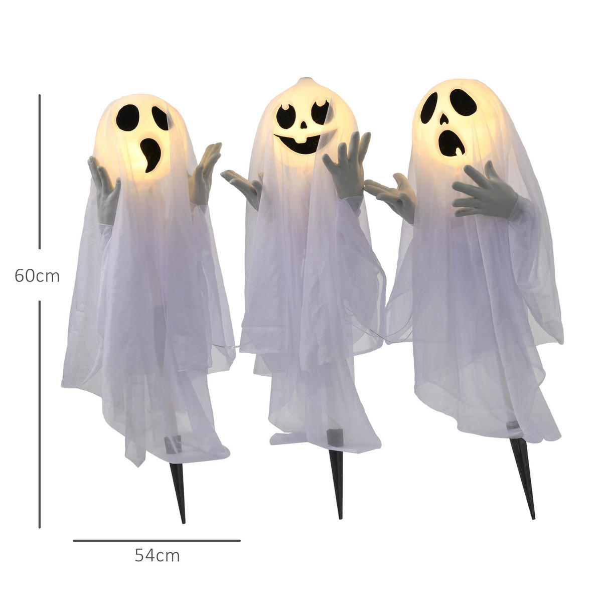 HALLOWEEN DECORATIONS - Weiß, Kunststoff (10/60/54cm) - HOMCOM