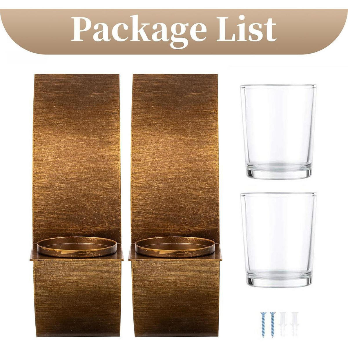 WANDKERZENHALTER 2-teiliges Set Gold Bronze - Bronzefarben, Metall (6/20/6cm)