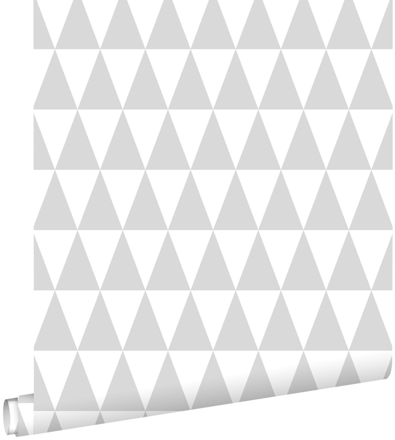 TAPETE grafische, geometrische Dreiecke 53 cm x 10.05 m - Grau, Papier (53/1000cm) - ESTAhome