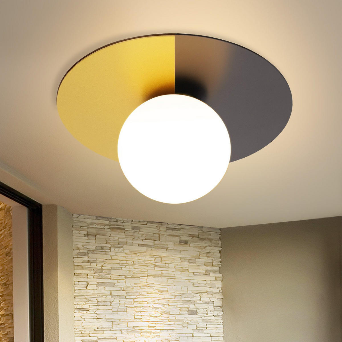 DECKENLEUCHTE Henriettara 28/28/16 cm - Schwarz, Metall (28/28/16cm) - ZMH