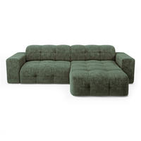 ECKSOFA RECHTS geprägter Samt smaragdgrün 230cm - Smaragdgrün, Textil (155/230cm) - Sia Home