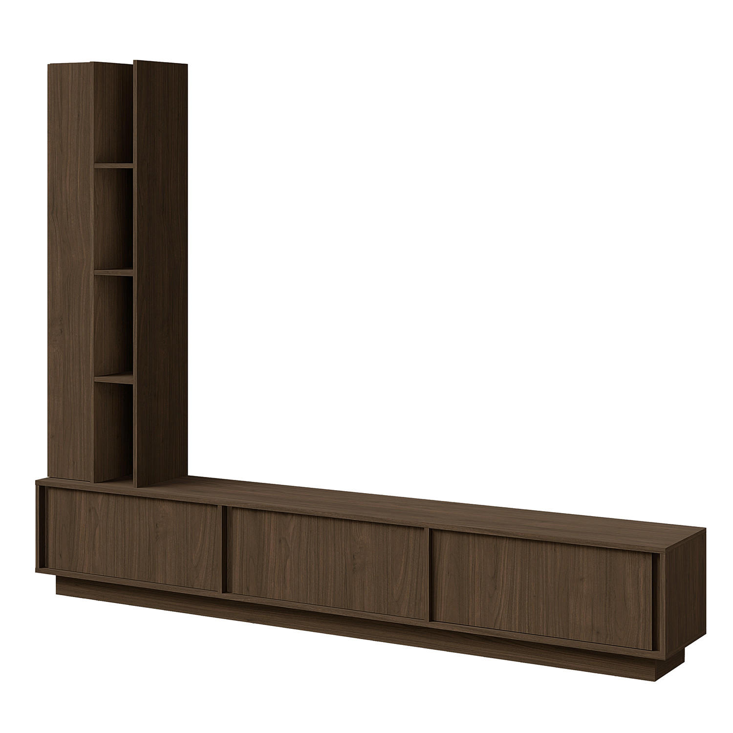 WOHNWAND Vero 2-teilig Wohnzimmer-Set mit TV-Lowboard und Hochschrank, Walnussfarben - Walnussfarben, Holzwerkstoff (230/185/35cm) - Beautysofa