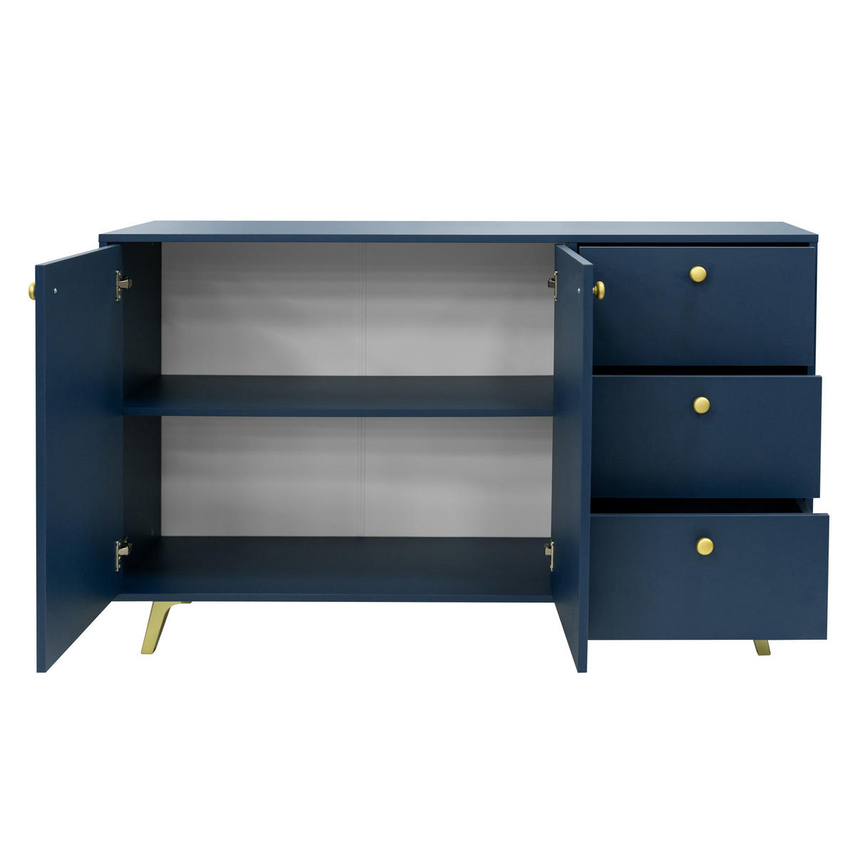 KOMMODE GALIO 100/112/41cm mit Schubladen 4 Türen Blau - Blau, Holzwerkstoff (100/112/41cm) - MASSENO