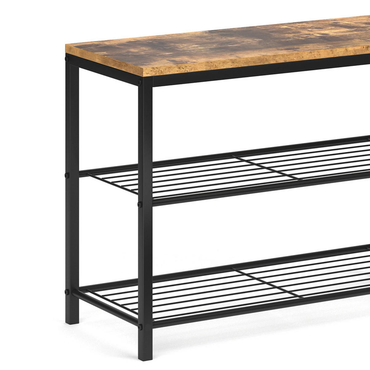 SCHUHBANK Fyrk Antikholz 70 x 51.5 cm - Alteiche/Schwarz, Holzwerkstoff (70/51.5/30cm) - Vicco