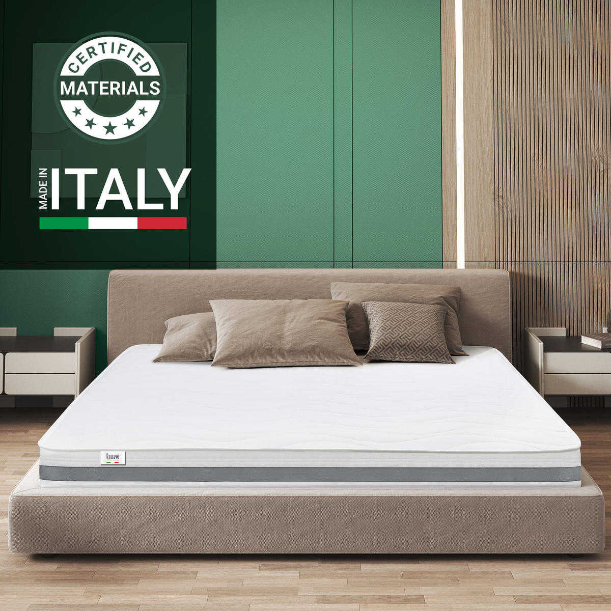 MATRATZE EINZELNE 70x210 Memory Orthopädisch, Antibakteriell, Anti-Milben, Anti-Allergie.| Höhe 16 cm - Weiß, Textil (70/210cm) - The White Stone
