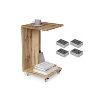 BEISTELLTISCH Rechteckig Eiche Wotan mit Ablage und Rollen - Eiche Wotan, Holzwerkstoff (40/40/66cm) - designimpex