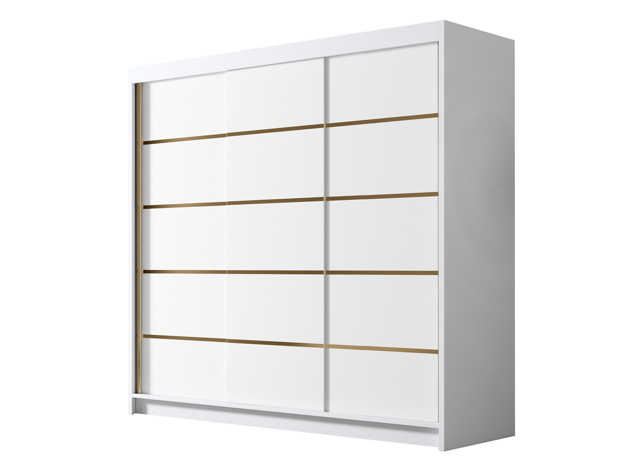 SCHIEBETÜRENSCHRANK Evo VII - Goldfarben/Weiß, Holzwerkstoff/Metall (200/215/58cm) - MIRJAN24
