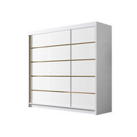 SCHIEBETÜRENSCHRANK Evo VII - Goldfarben/Weiß, Holzwerkstoff/Metall (200/215/58cm) - MIRJAN24