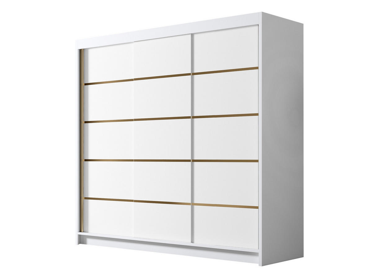 SCHIEBETÜRENSCHRANK Evo VII - Goldfarben/Weiß, Holzwerkstoff/Metall (200/215/58cm) - MIRJAN24