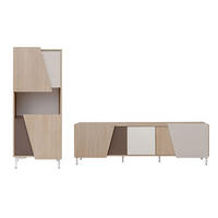 WOHNZIMMER SET Viste braun / weiß hochglanz 230cm / 40 cm / 122cm - Ecru/Weiß Hochglanz, Holz/Holzwerkstoff (230/122/40cm) - Furnival