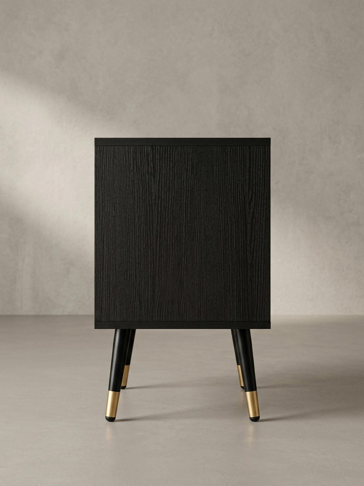 NACHTTISCH – Schwarz/Eiche-Dekor, 43,5x39x56 cm, mit Schubladen, modern - Goldfarben/Schwarz, Holzwerkstoff/Metall (44/56/39cm) - KADIMA DESIGN