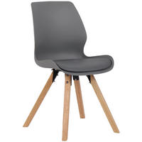 STUHL Kunststoff grau - Eukalyptusholzfarben/Grau, Holz/Kunststoff (49/87.5/58cm) - CLP