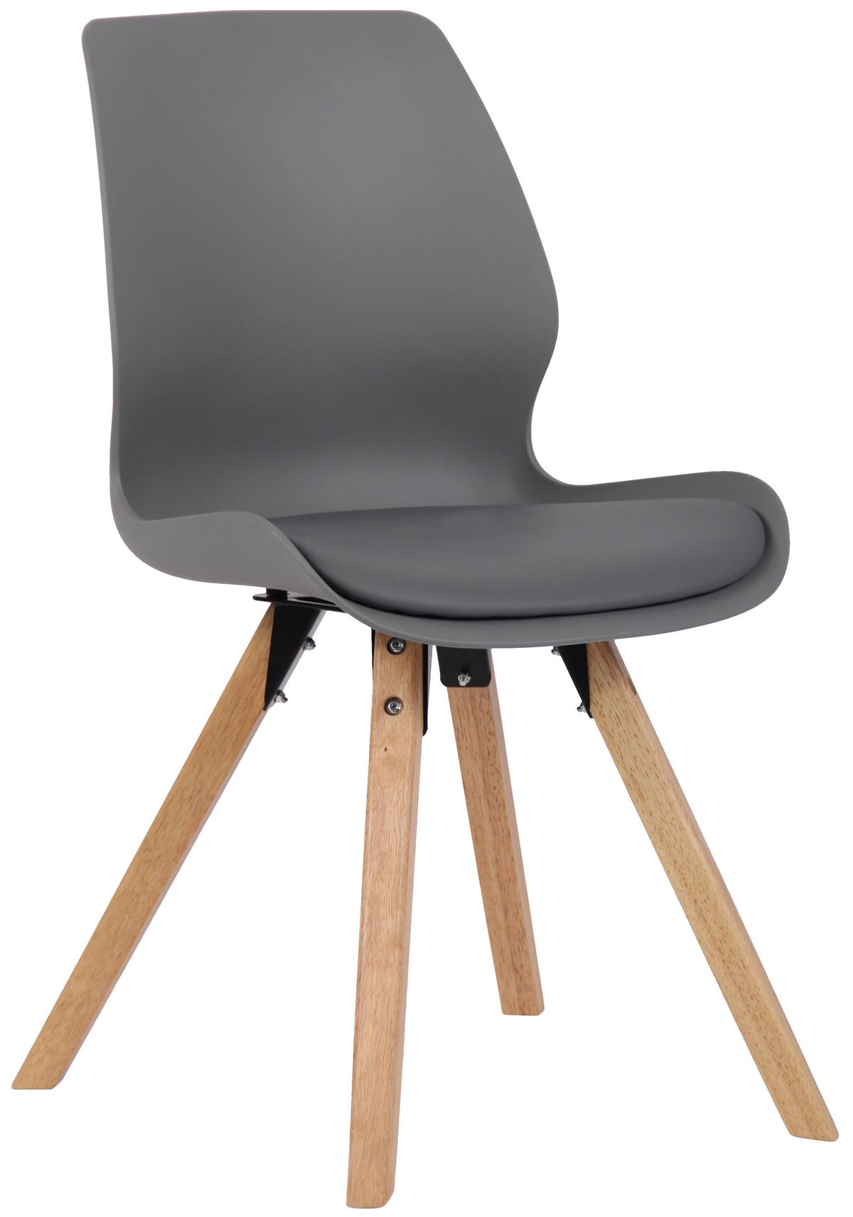 STUHL Kunststoff grau - Eukalyptusholzfarben/Grau, Holz/Kunststoff (49/87.5/58cm) - CLP