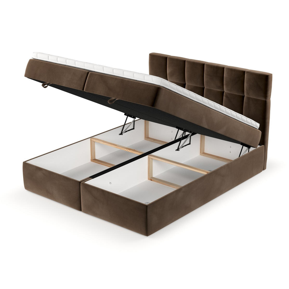 BOXBETT Savio 200/200 cm Braun im Kronos Stoff - Schwarz/Braun, Holz/Holzwerkstoff (200/200cm) - AltaBeds