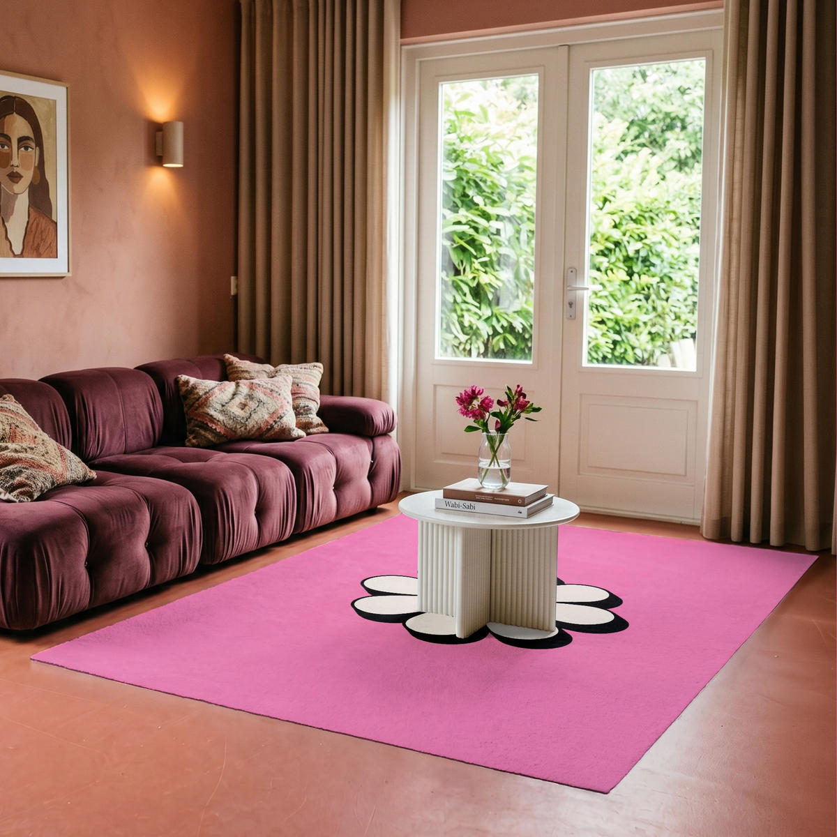 TEPPICH - Smiley - Blume - Rosa - 150x230 cm - Pink, Kunststoff/Textil (150/0.4cm) - OnlyWow