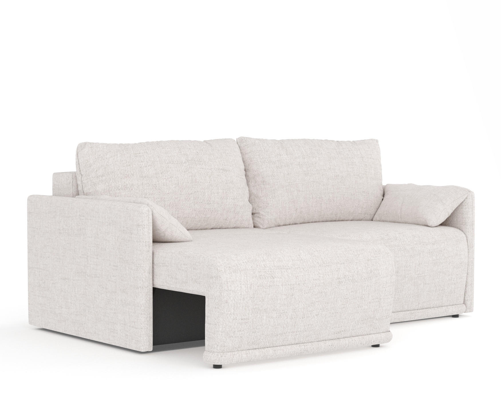 SCHLAFSOFA MIT ECKSOFA-FUNKTION Nappa Beige Webstoff - Beige/Schwarz, Holz/Holzwerkstoff (215/100/112cm) - Maison de Reve