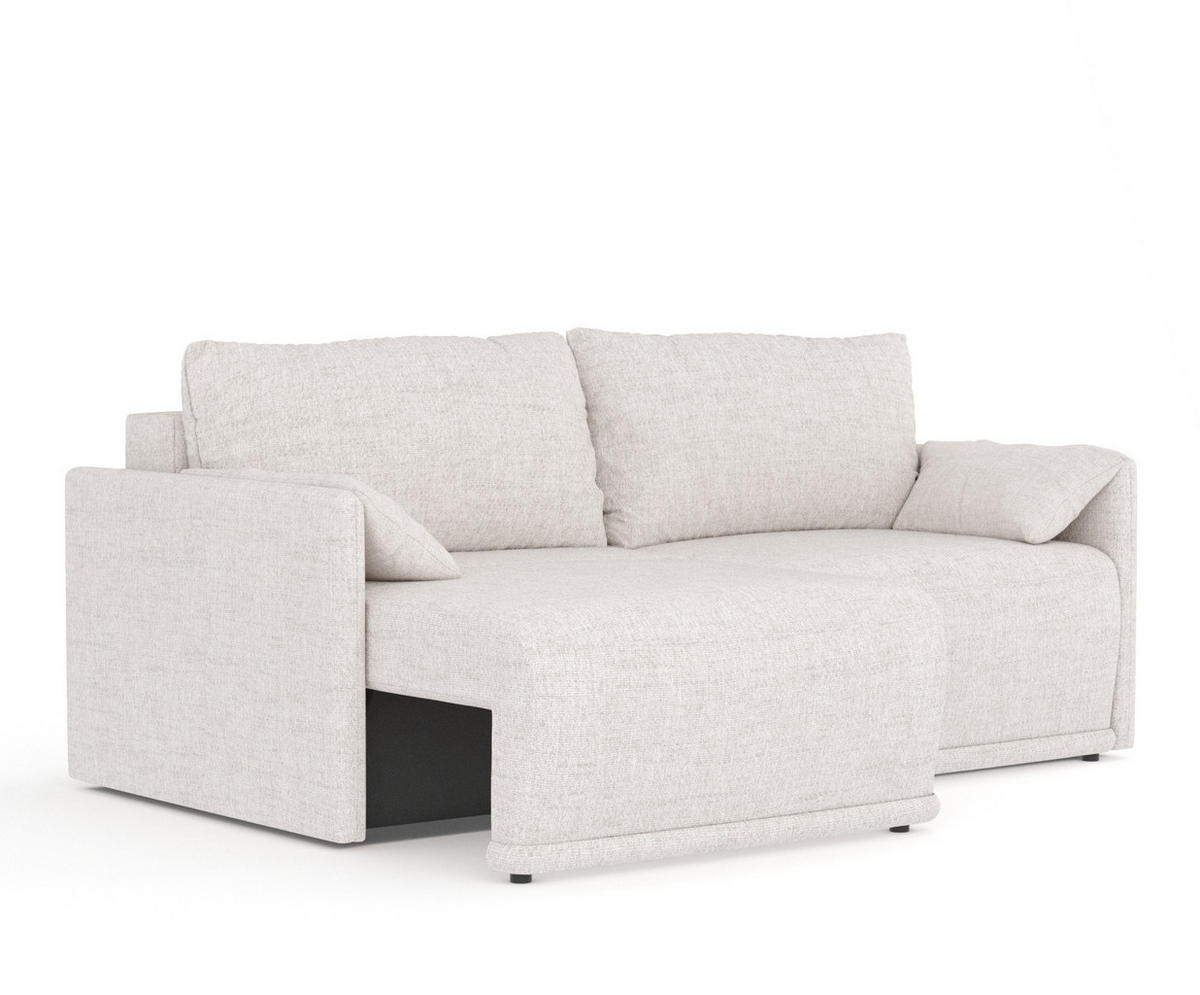SCHLAFSOFA MIT ECKSOFA-FUNKTION Nappa Beige Webstoff - Beige/Schwarz, Holz/Holzwerkstoff (215/100/112cm) - Maison de Reve