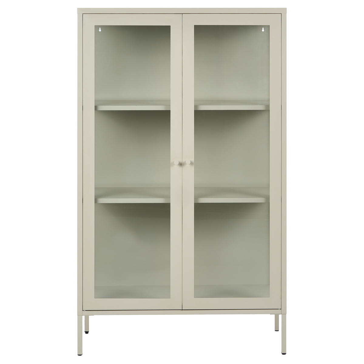 VITRÍNA se skleněnými dveřmi Kov 90 cm Světle béžová Nash - béžová, kov (90/150/35cm) - Beliani