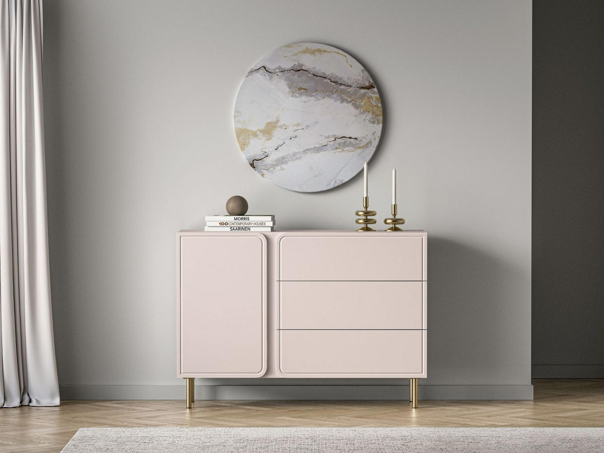 SIDEBOARD Loppa Kaschmirbeige 120 cm - Beige/Goldfarben, Holzwerkstoff/Metall (120/85/40cm) - Selsey