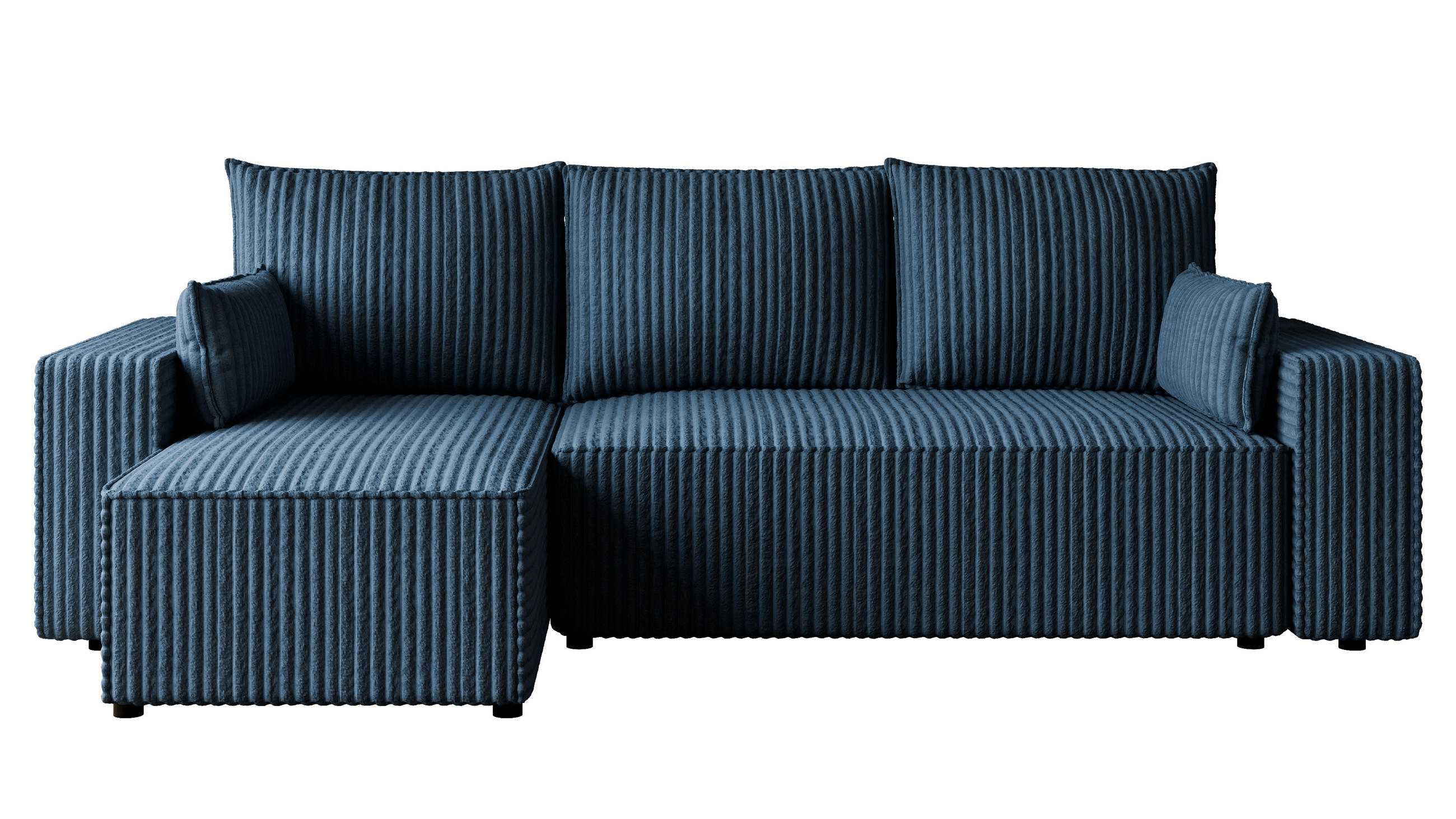 ECKSOFA Tobi mit Bettkasten und Schlaffunktion, L-Form, Cordstoff, Universal - Dunkelblau, Holzwerkstoff (246/145cm) - 4ALL HOME
