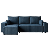 ECKSOFA Tobi mit Bettkasten und Schlaffunktion, L-Form, Cordstoff, Universal - Dunkelblau, Holzwerkstoff (246/145cm) - 4ALL HOME