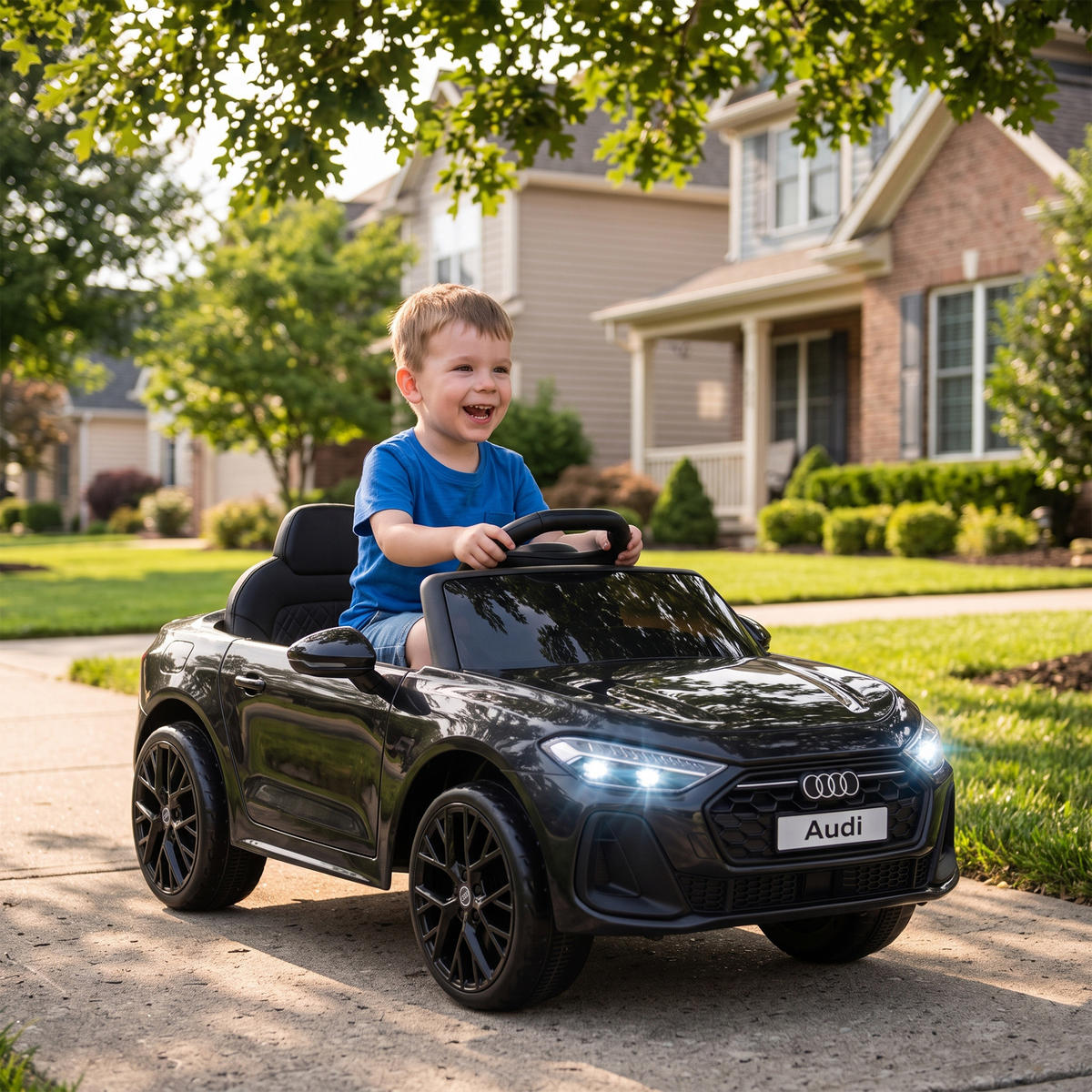 KINDER-ELEKTROAUTO Kunststoff Schwarz - Schwarz, Kunststoff (101/55/43cm) - AIYAPLAY