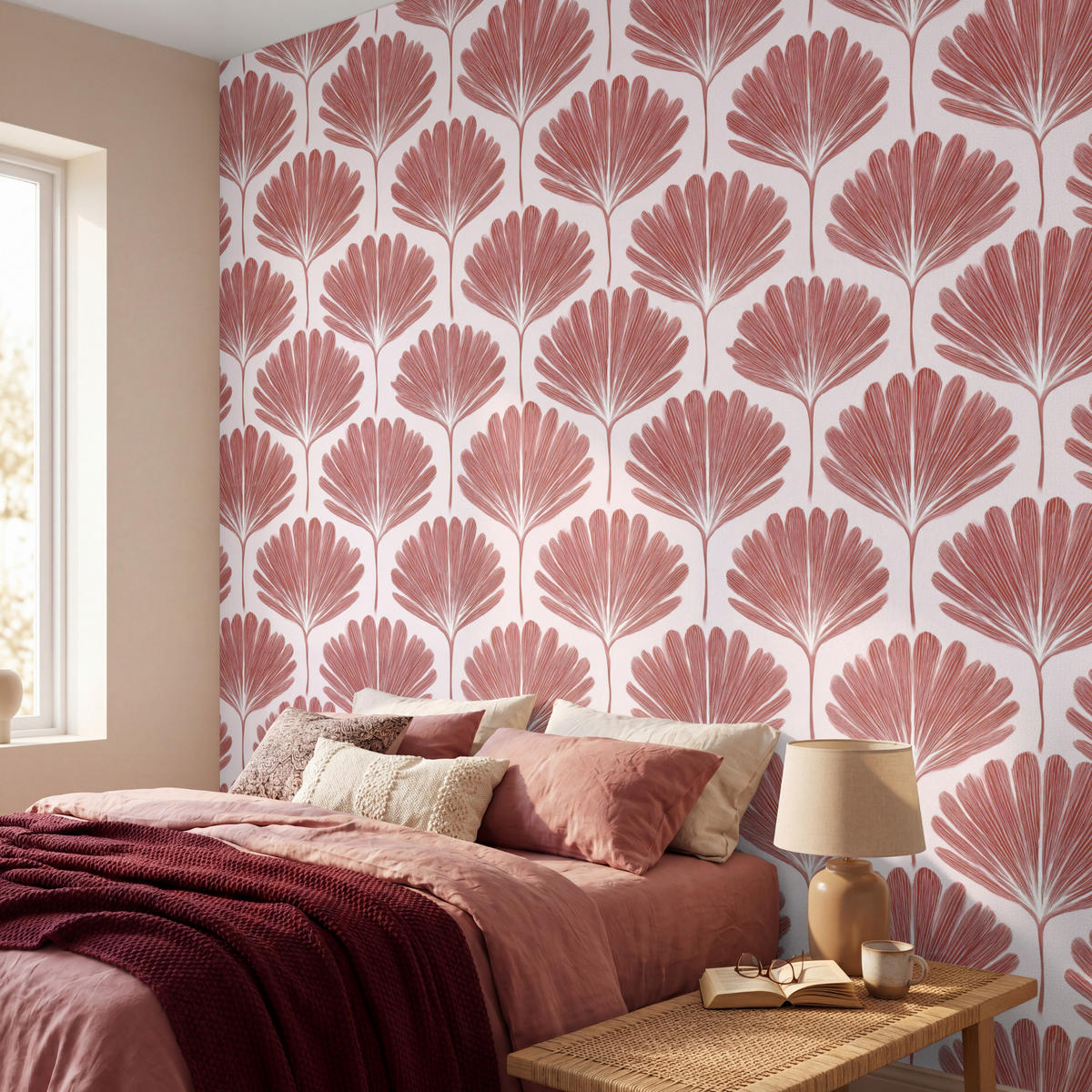 TAPETE - Fächer - Motiv - Terra - 260x240 cm - Rotbraun, Papier (260/240cm) - OnlyWow