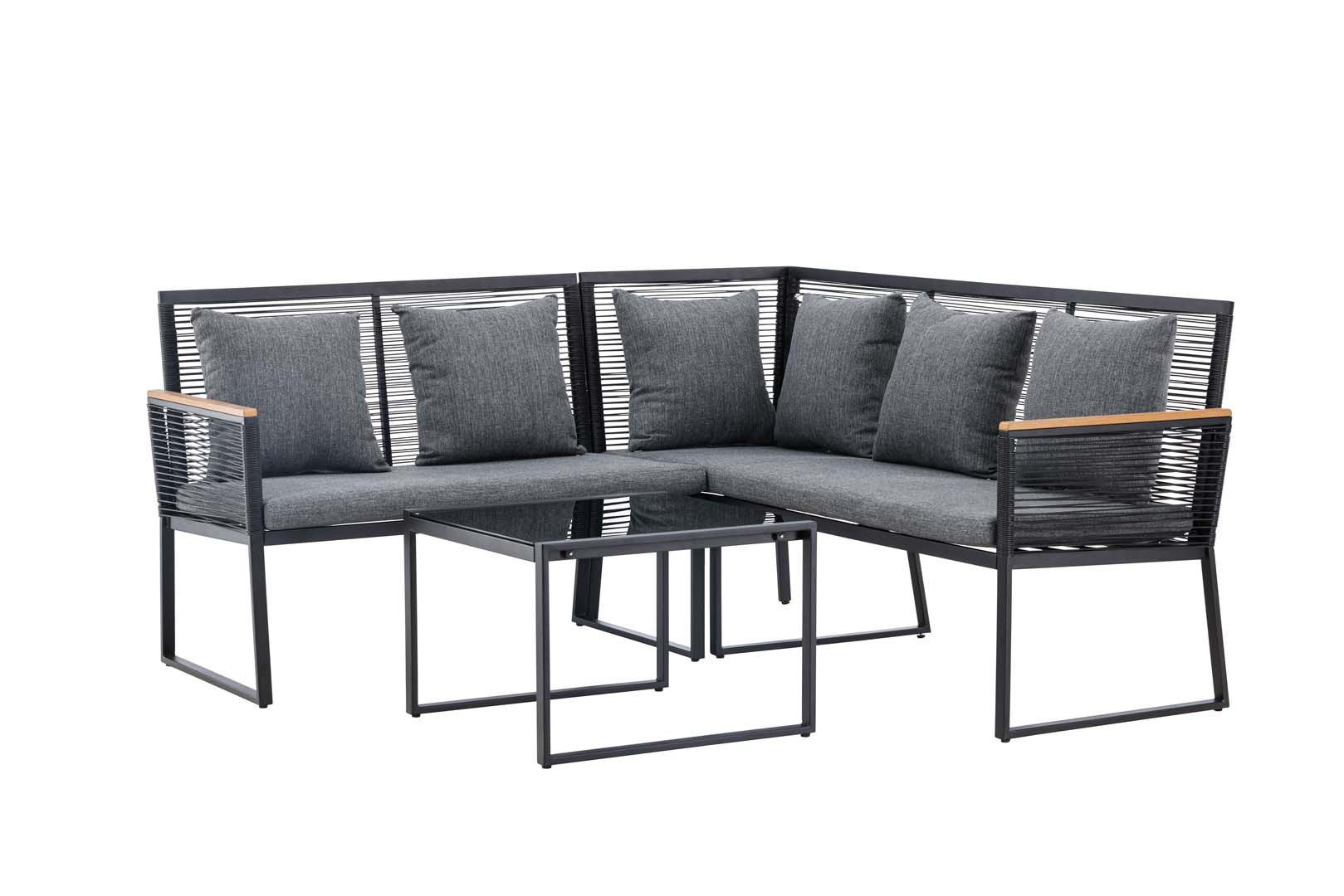 LOUNGE-SET schwarz - Schwarz, Holzwerkstoff - ebuy24